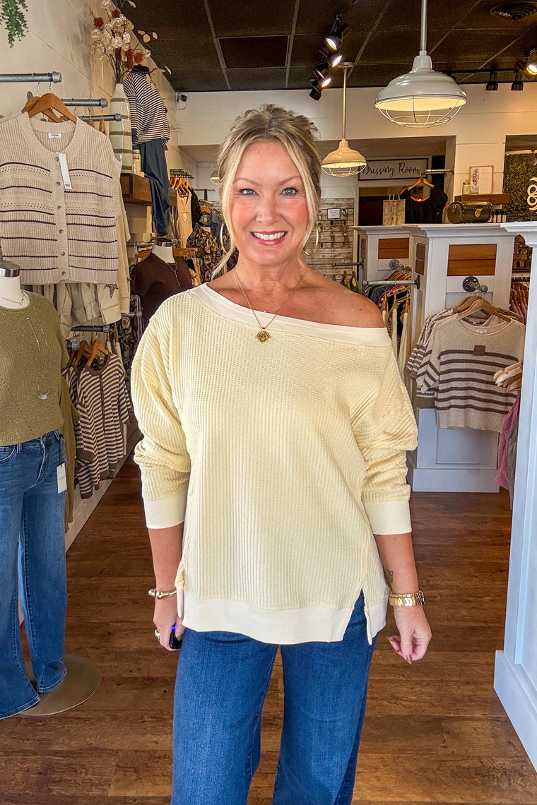 Celeste Boat Neck Top - Butter Yellow