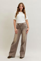 Judy Blue HW Retro Wide Leg  Denim - Clay