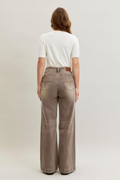 Judy Blue HW Retro Wide Leg  Denim - Clay
