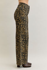 Judy Blue HW Retro Wide Leopard Print