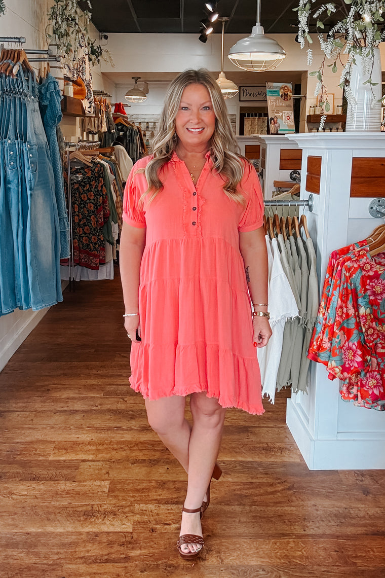 Georgia Mini Dress - Coral