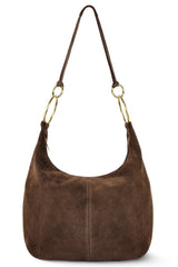 Italian Genuine Suede Hobo Bag - Chocolate Suede