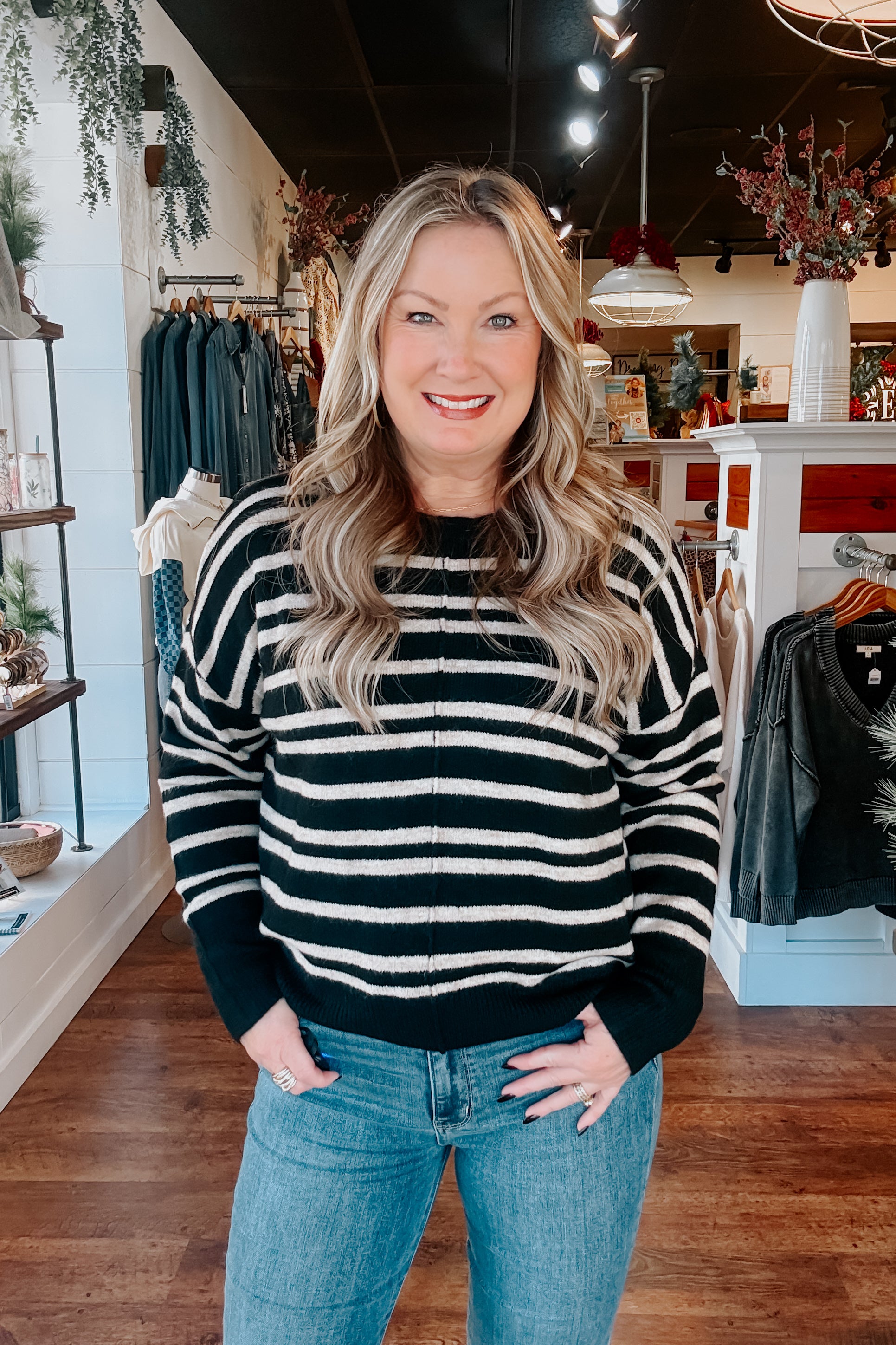 Noah Striped Sweater - Black