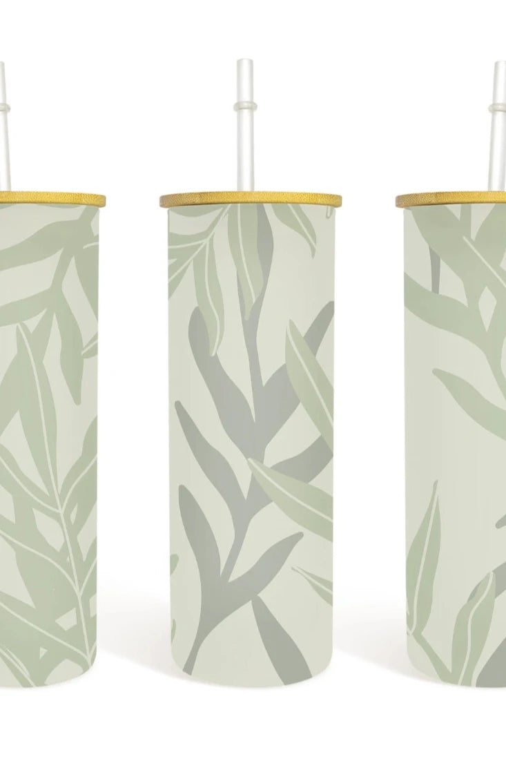 25oz Green Leaves Tumbler