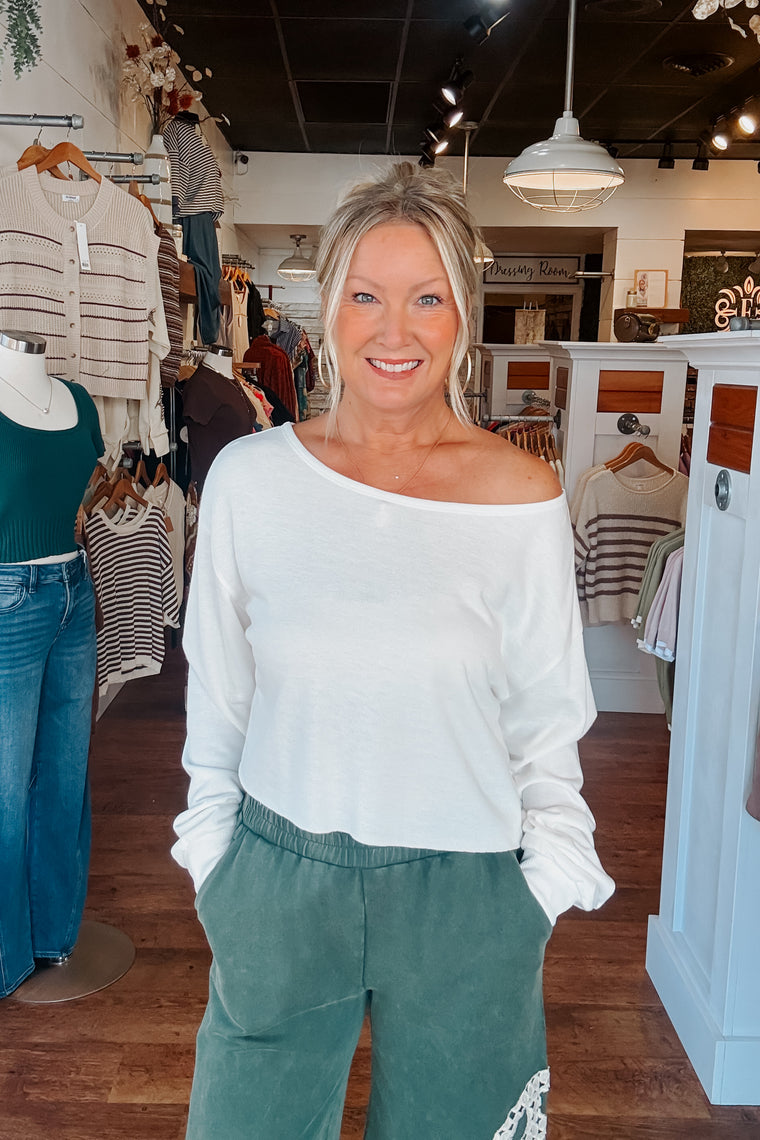 Boat Neck Top -Whipped Cream