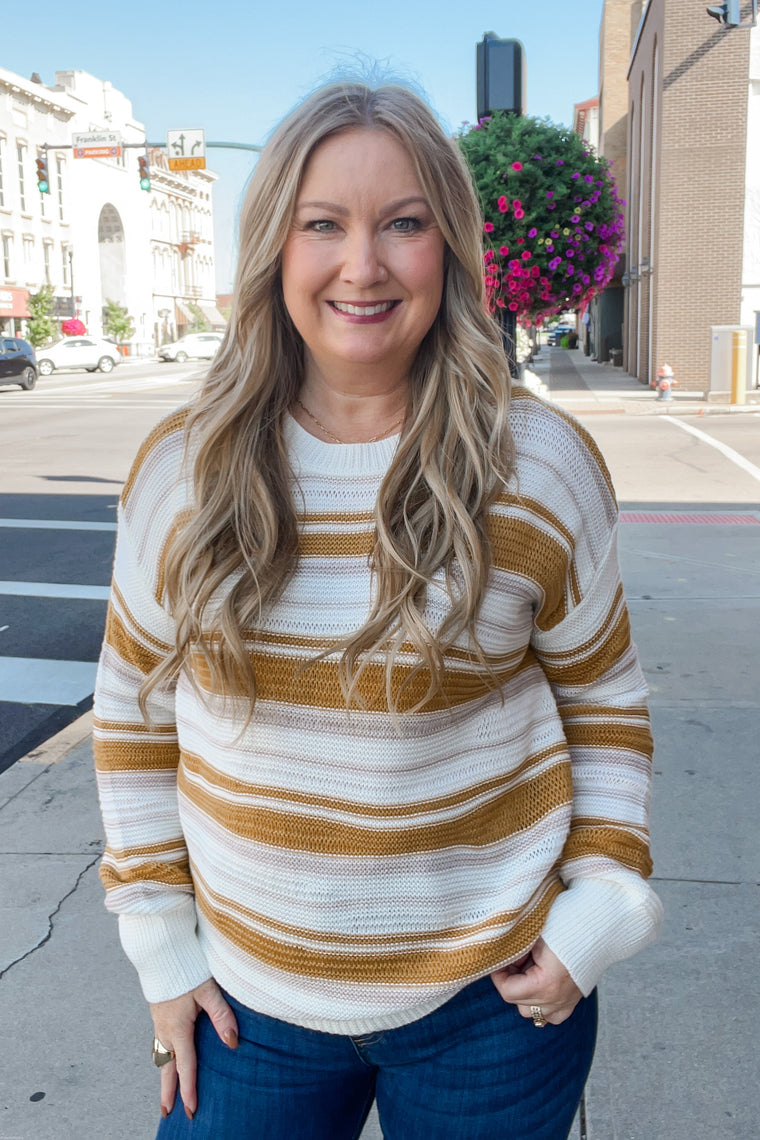 The Isabella Striped Sweater - Mustard