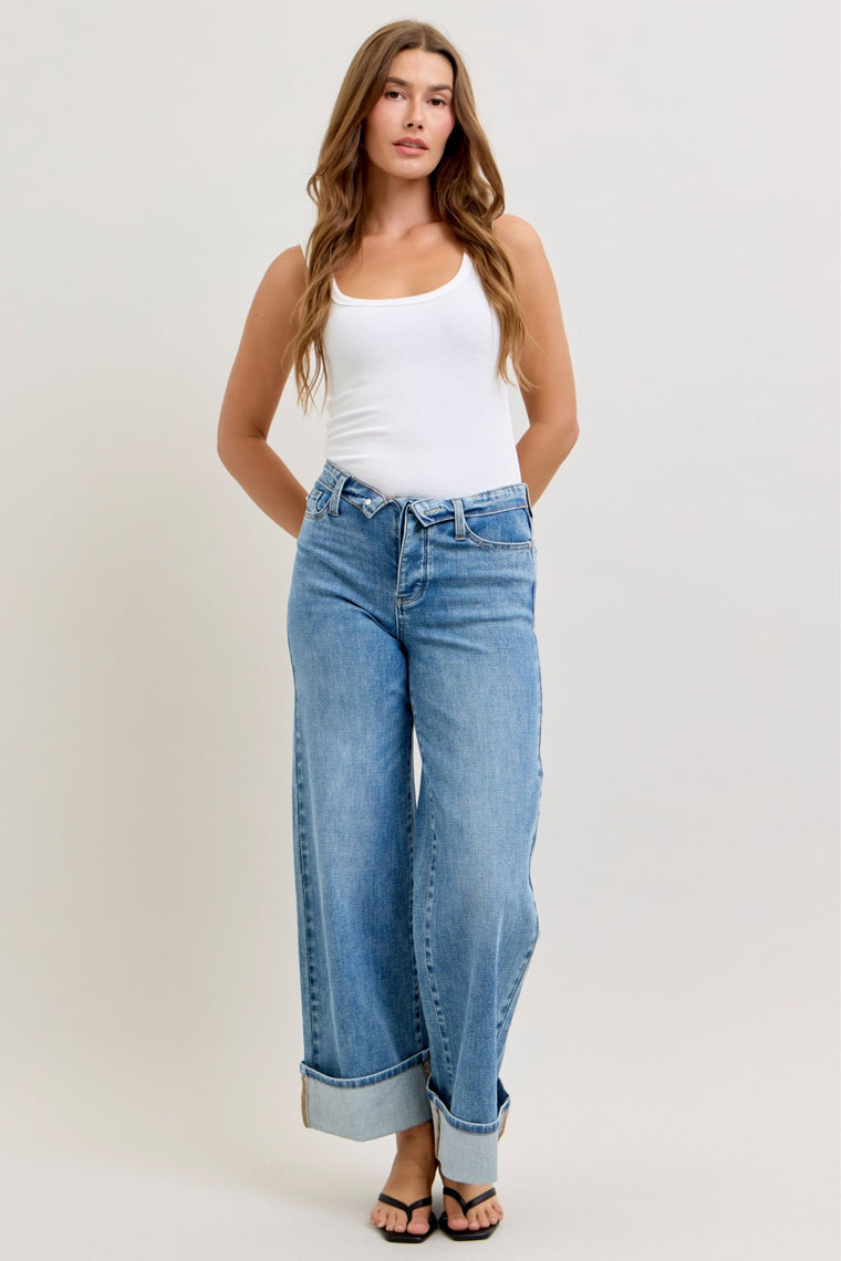 Judy Blue Mid Rise Fold Over Jeans