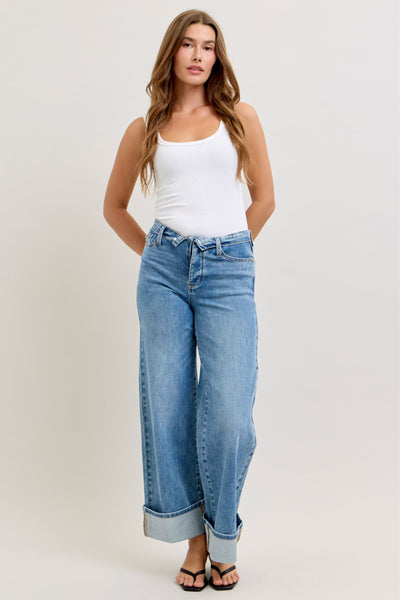 Judy Blue Mid Rise Fold Over Jeans