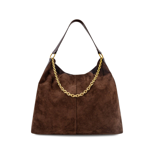 Sava Faux Suede Tote Bag - Brown