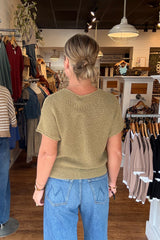 V Stitch Pullover - Olive