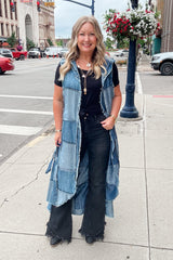 Jaded Gypsy Patchwork Skies Hooded Vest Duster