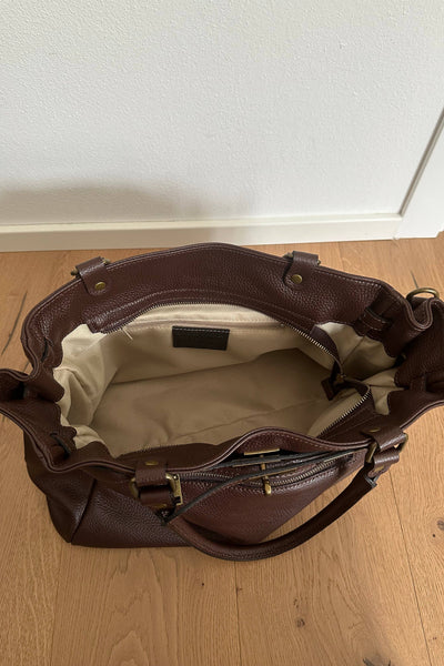 Carly Genuine Leather Handbag -  Cognac