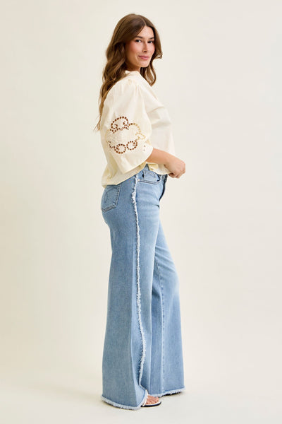 Judy Blue Raw Twisted Outseam Jeans
