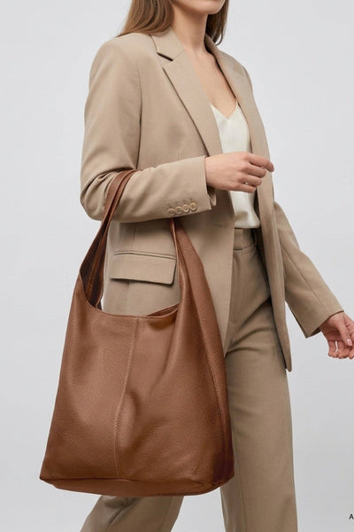 Siena Italian Full-Grain Leather Hobo Bag - Camel Brown