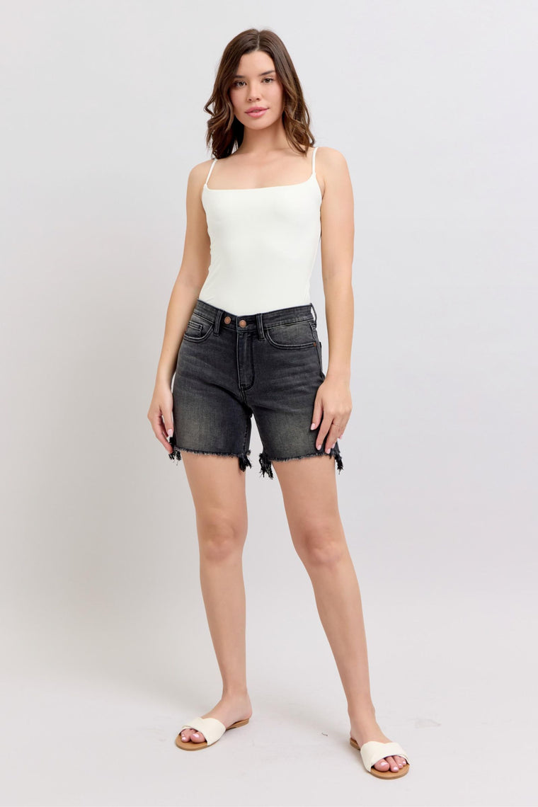 Judy Blue Long Cut Off Shorts - Black
