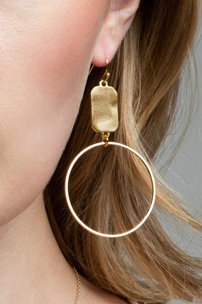 Ring & Charm Earring - Gold
