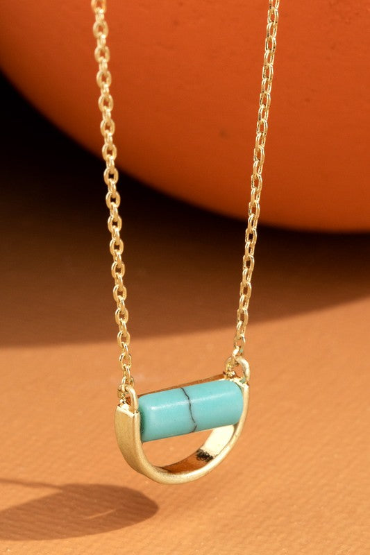 Micro Semi Circle Necklace - Turquoise