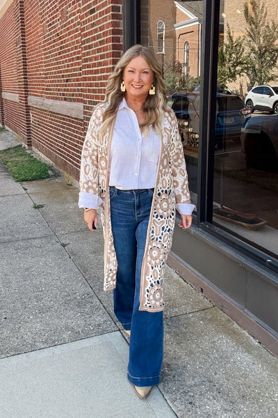Marlow Crochet Cardigan - Beige