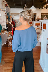 Boat Neck Top -Dusty Indigo