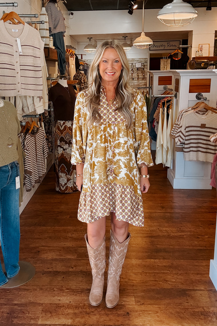 Leisha Boho Dress - Mustard