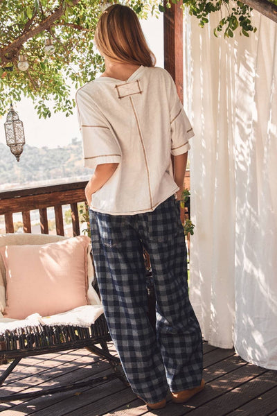 Checkered Patchwork Denim