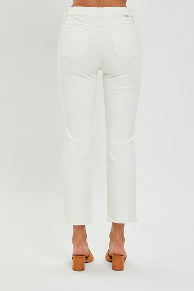 Risen Mid Rise Straight Cropped Jean - Cream