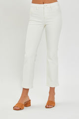 Risen Mid Rise Straight Cropped Jean - Cream