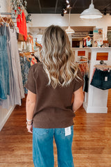 Maggie Short Sleeve Sweater  - Brown