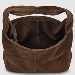 Palermo Italian Genuine Suede Hobo Bag - Olive Suede
