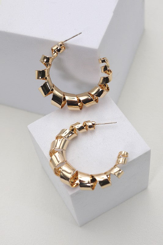 Swirl Coil Hoop Earring - Gold
