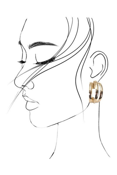 Tripple Hoop Earring -Gold
