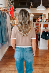 Double Layer Short Sleeve Cardigan - Mocha