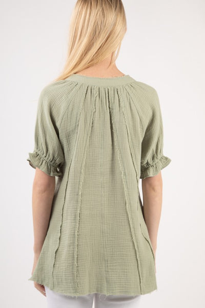 Dani Button Up Top - Sage