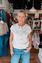 Mabel Button Down Vest - Cream