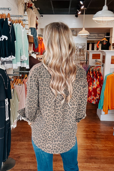 Mochi Leopard Print Button Down Shirt