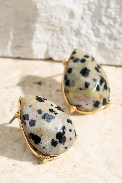 Semi Precious Stone Stud Earrings - Dalmatian