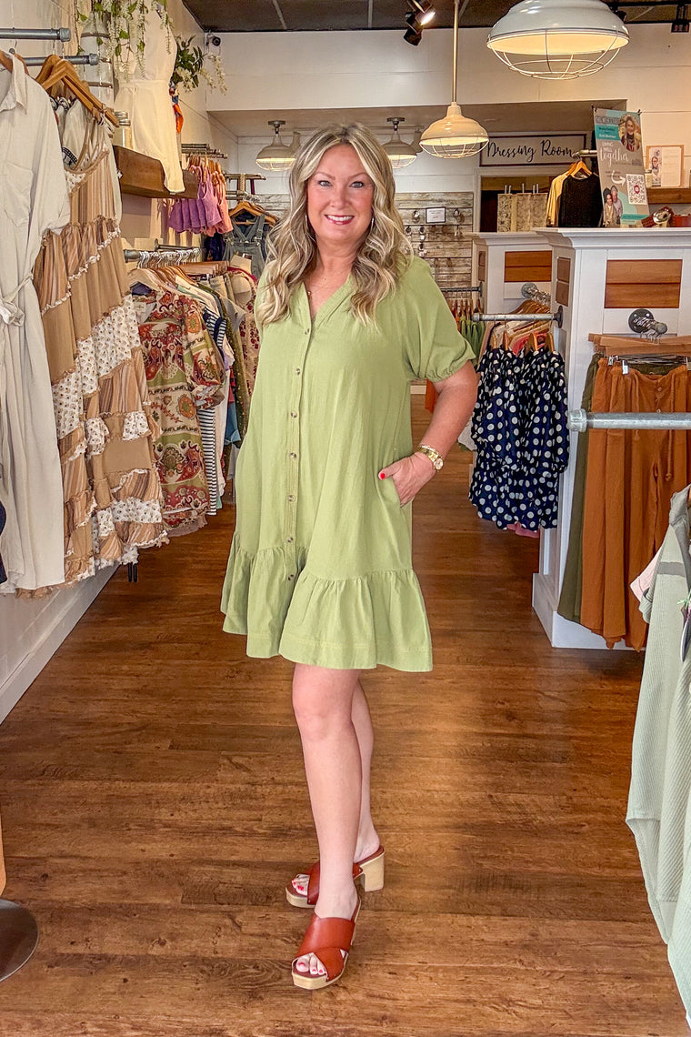 Wesley Dress - Light Olive