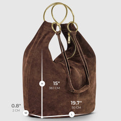 Italian Genuine Suede Hobo Bag - Chocolate Suede