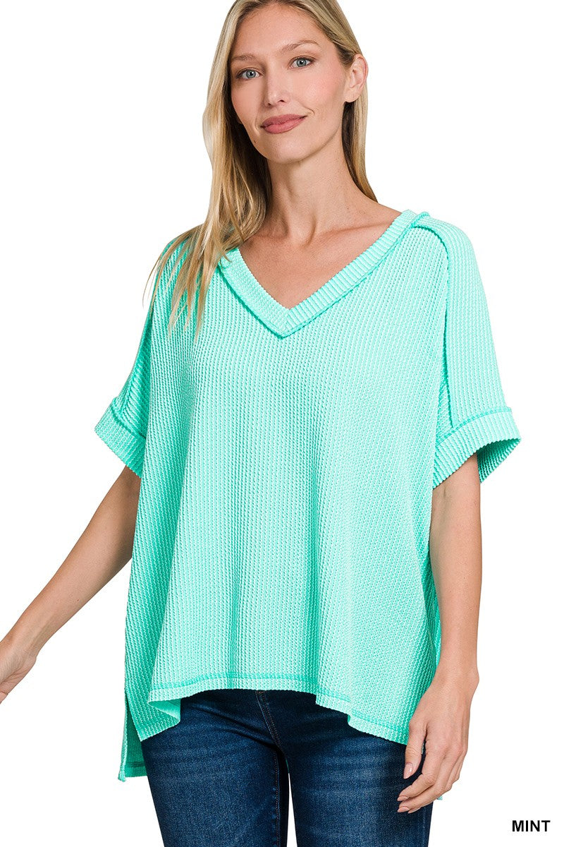 Lainey V Neck Pullover - Mint
