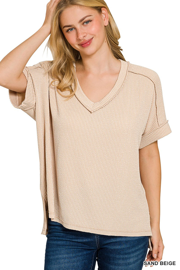 Lainey V Neck Pullover - Sand Beige