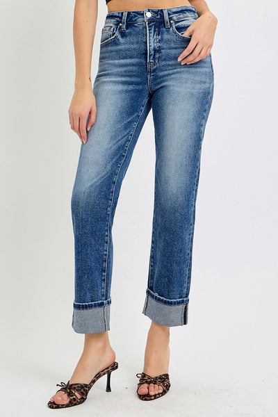 Risen Tummy Control Rolled Cropped Jeans
