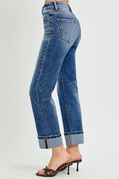 Risen Tummy Control Rolled Cropped Jeans
