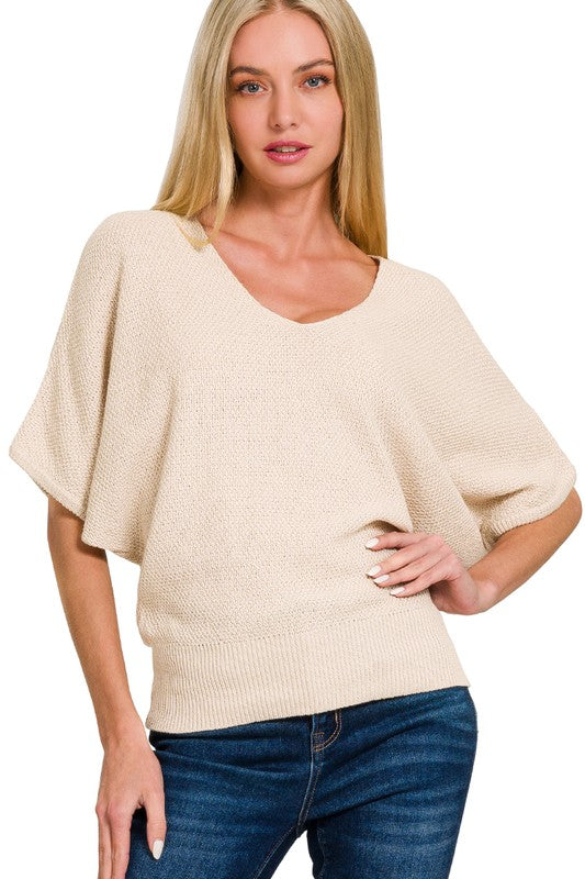 Everly Dolman Pullover - Sand Beige