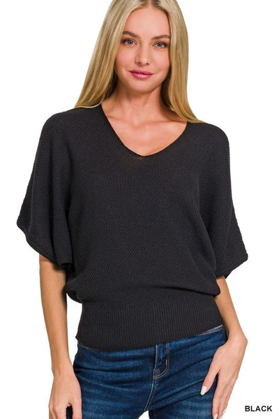 Everly Dolman Pullover - Black