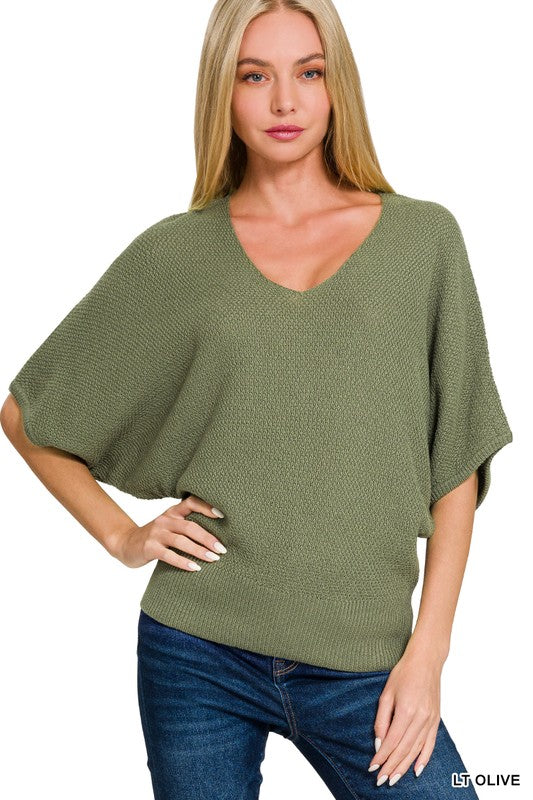 Everly Dolman Pullover - Light Olive