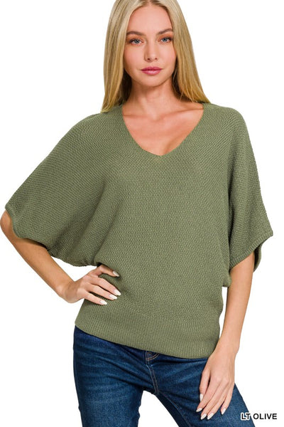 Everly Dolman Pullover - Light Olive
