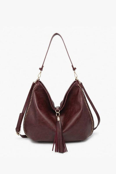 Slouchy Hobo Handbag With Tassel - Mulberry
