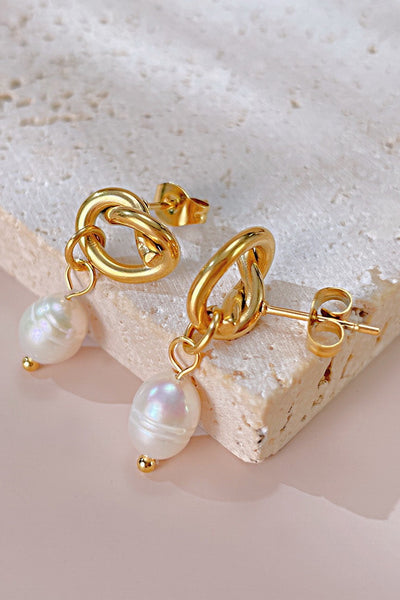 Pearl Drop Earrings - 18K Gold Plated