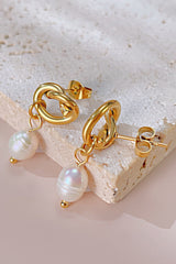 Pearl Drop Earrings - 18K Gold Plated