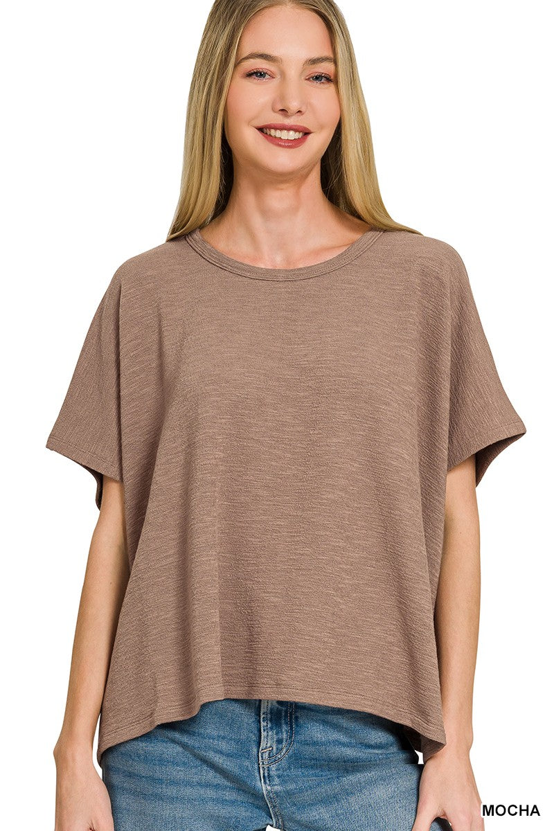 Slub Knit Boxy Tee - Mocha